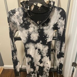 Cotton Citizen Black and White Tie-Dye Long Sleeve Top
